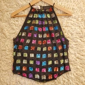 Laurence Kazar Sequence & Bead Tank Top